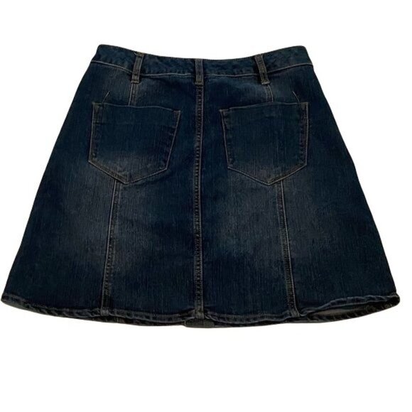 Love, Fire Denim Jean Mini Skirt  Buttons In Front Back Pockets Women's Size 6 - Picture 3 of 6
